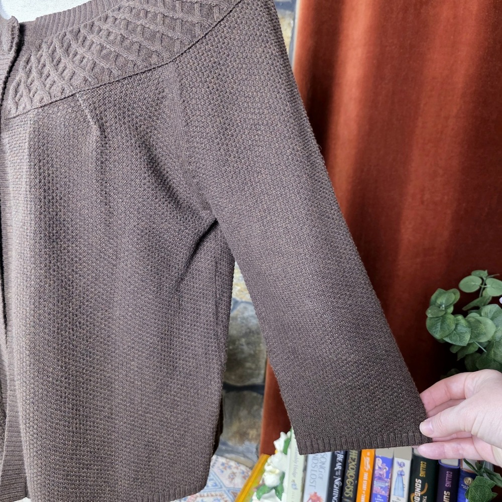 Croft & Barrow Cabincore Cable Knit Neutral Sweater Lagenlook‎ 100% Cotton Large - Picture 10 of 14